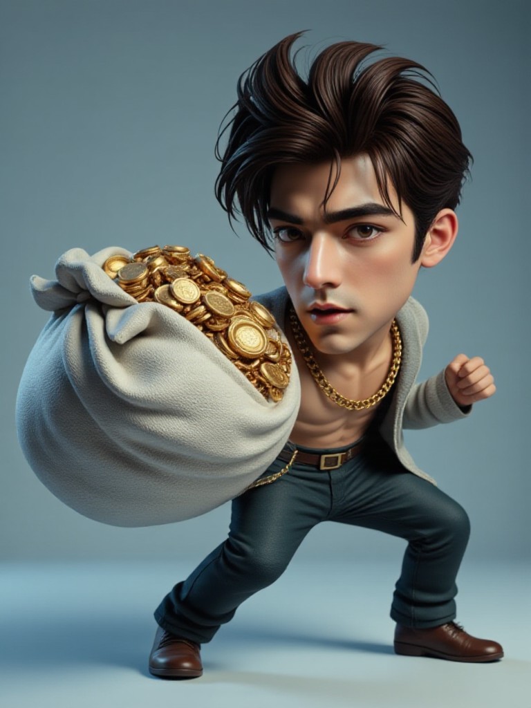 AI Animated version - Big Head Wealthy and Laughing Bag Big-Head Fortune · The Bag of Laughter image