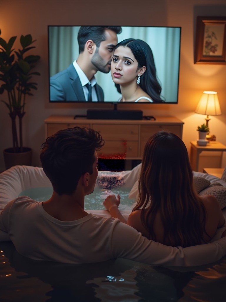 Couple watching TV image