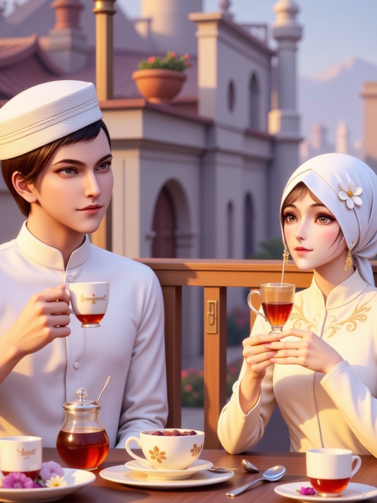 Muslim Couple having a tea💛💚🥰🎥(remix)  image