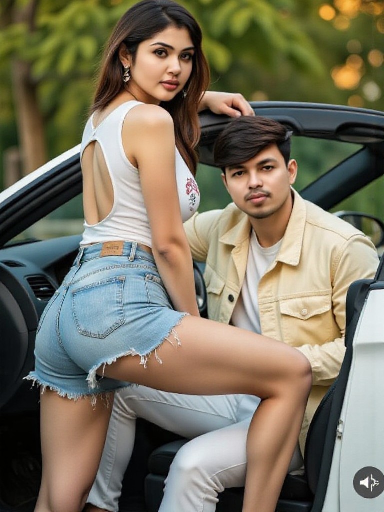 Car show beauty couple  image