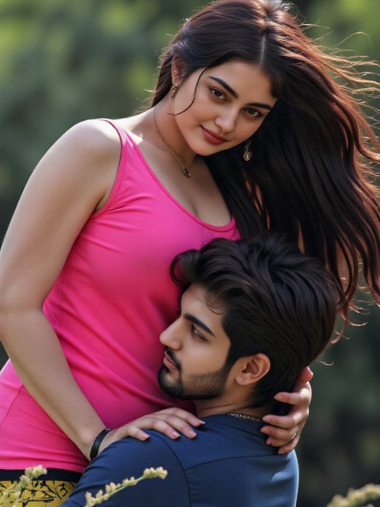 Couples romance in garden image