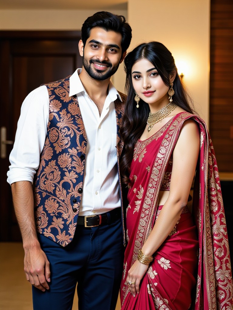 An intimate moment of an Indian couple image