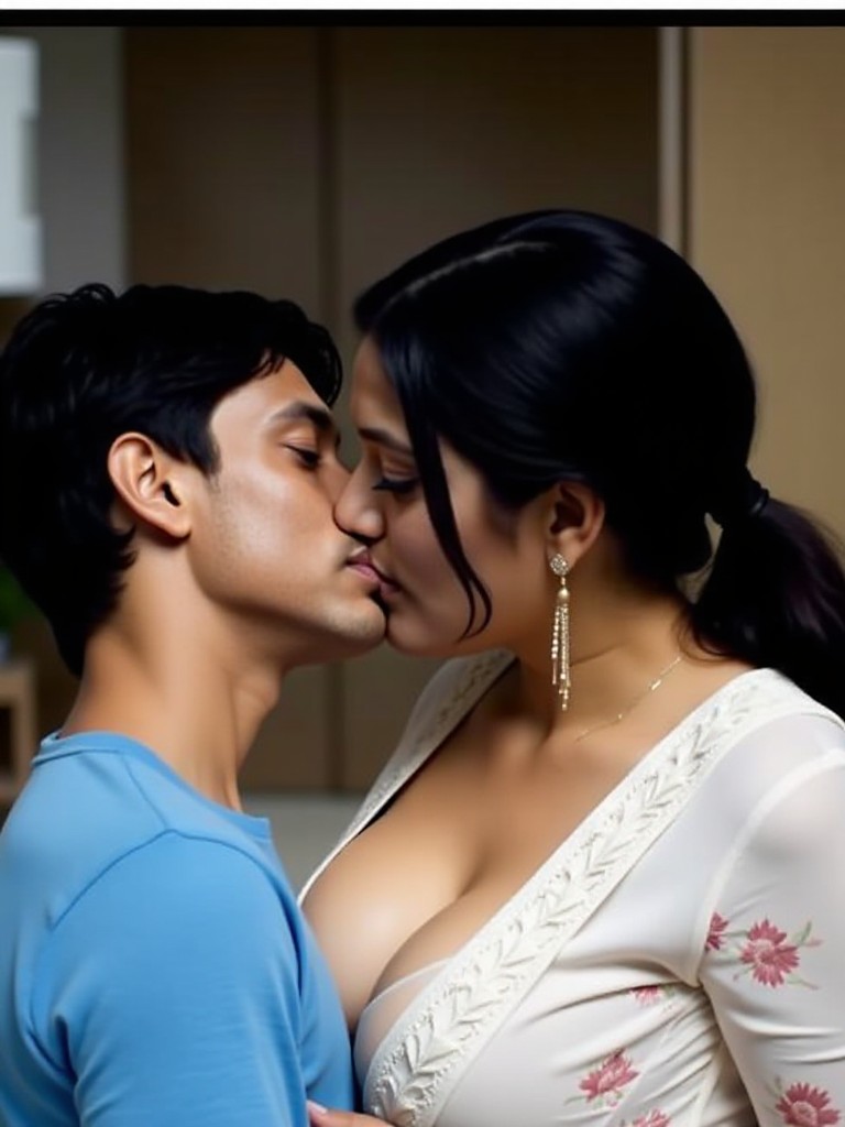 Foreplay with young lover  image