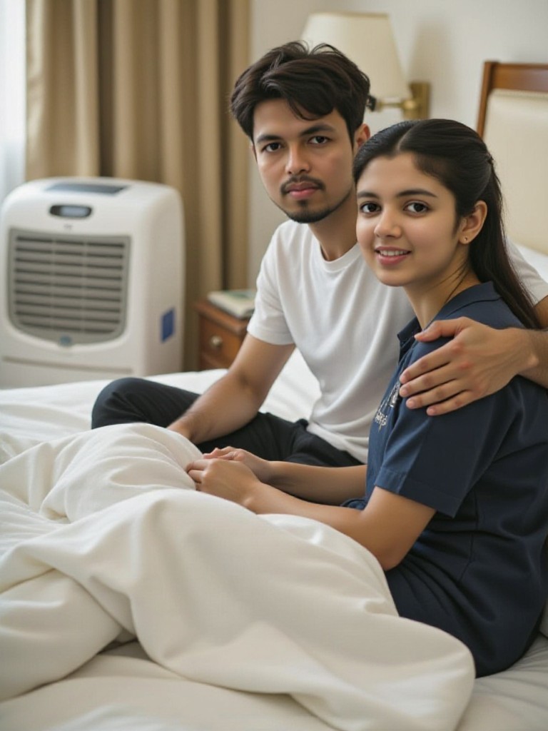 Romantic love and lips kiss in bedroom  image