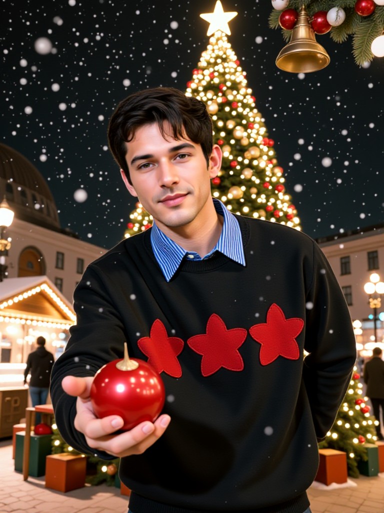 Santa hats falling from the sky image