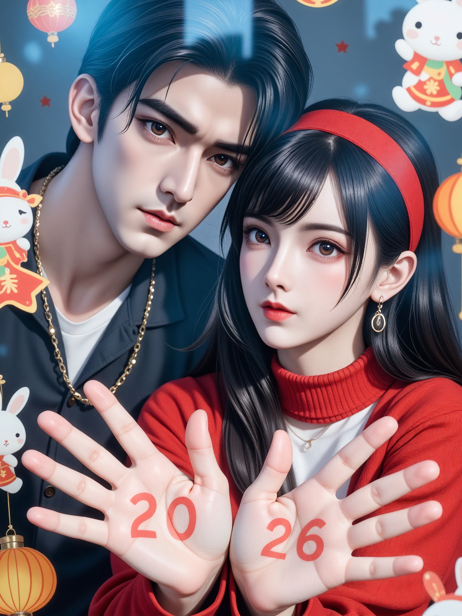 [Static Double Couple Art] New Year Window Scenery - Beautiful Realism image