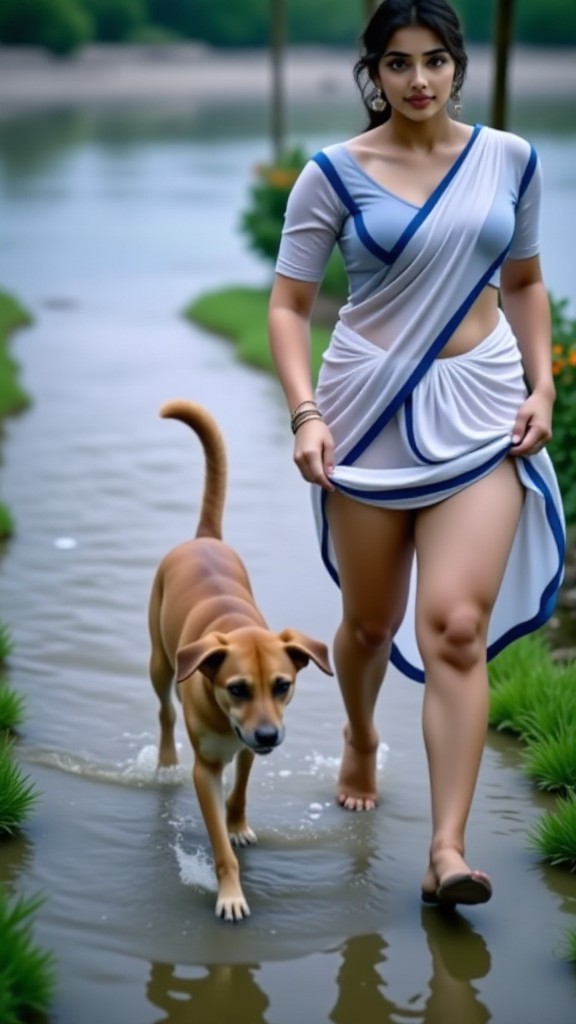 Running with dog image