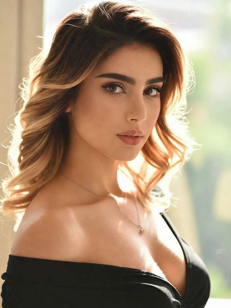 Off-the-shoulder face caress image