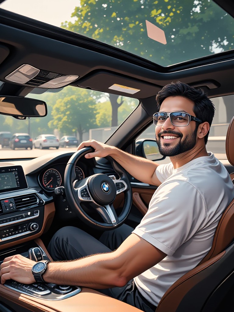 Sitting happily in BMW. image