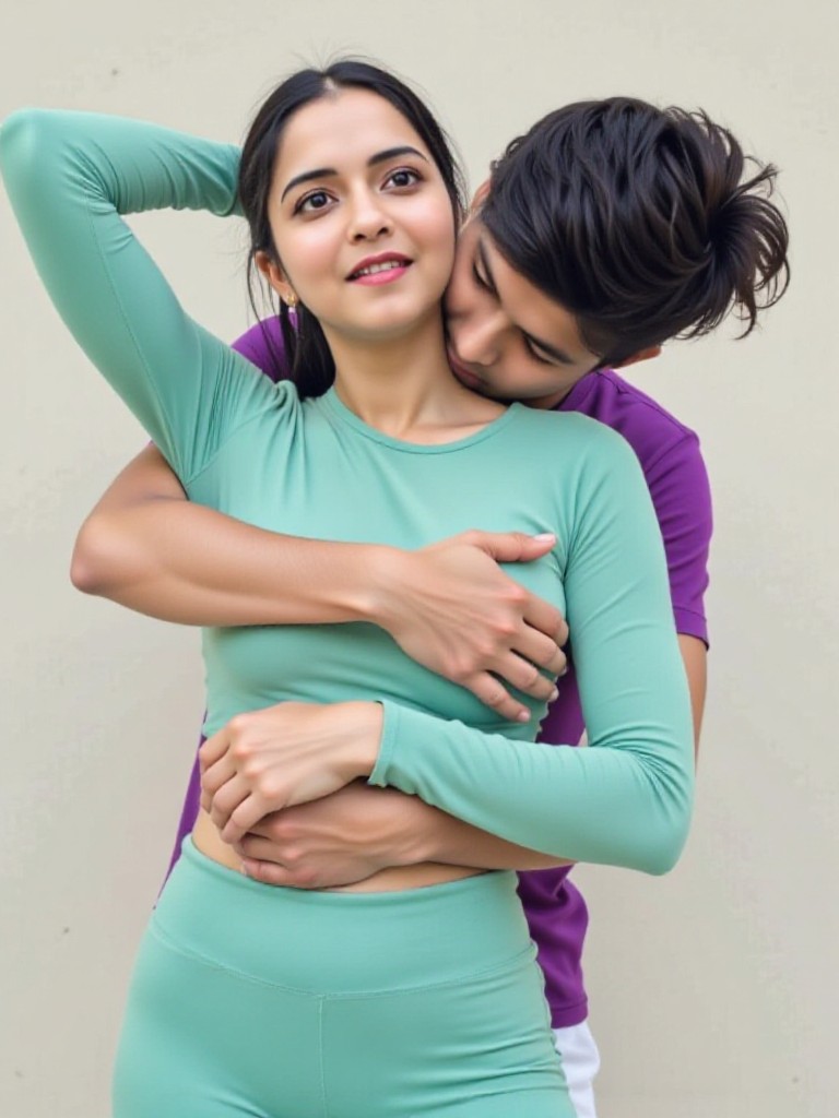 Boob hug lips kiss  image