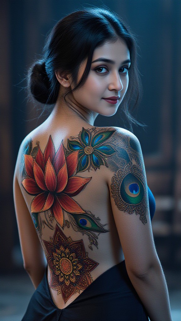 Girl's back tattoo image