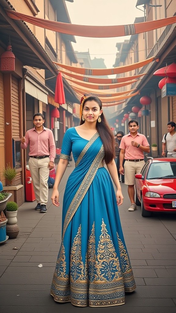 Hot babe in market image