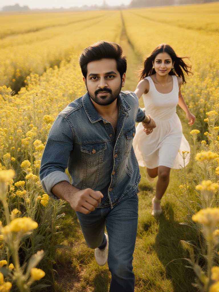 Running in the rapeseed fields image