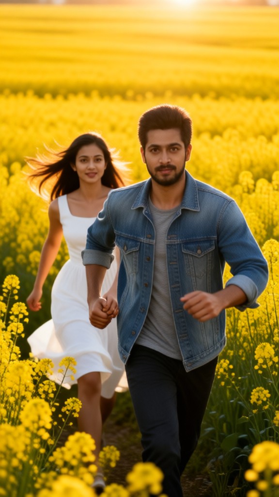 Running in the rapeseed fields image