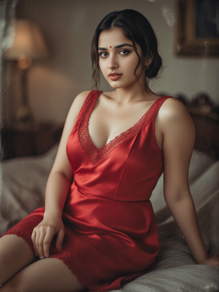 Old photograph - Red silk dress image