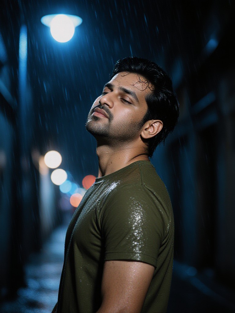 A melancholy rainy night image