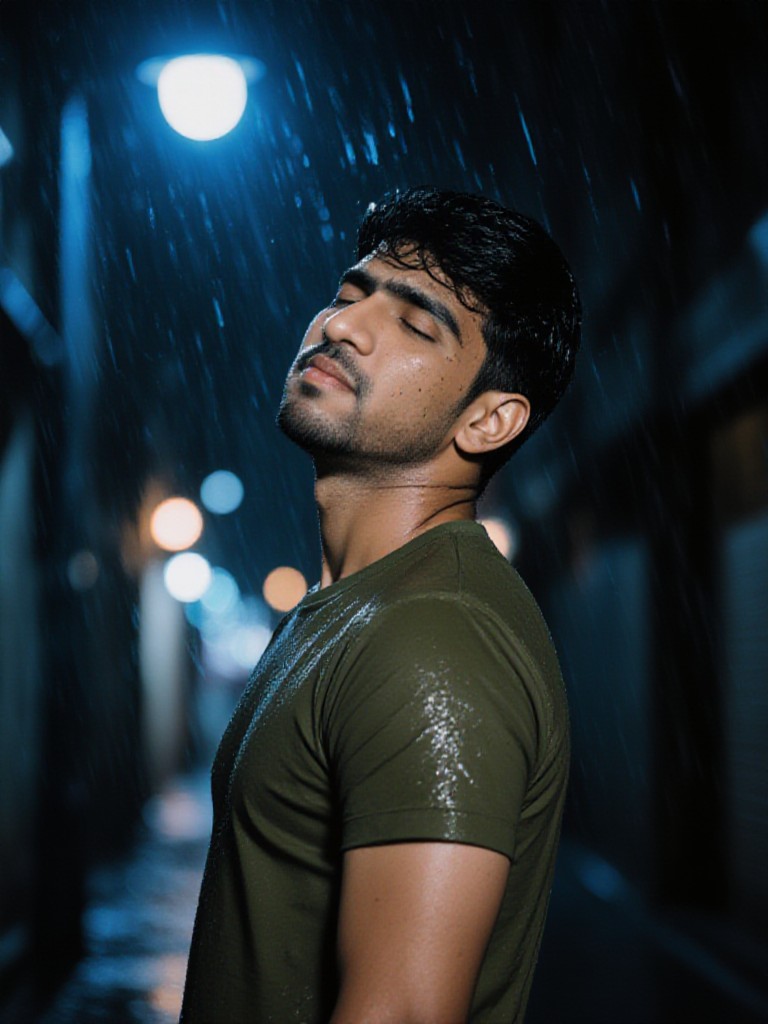 A melancholy rainy night image