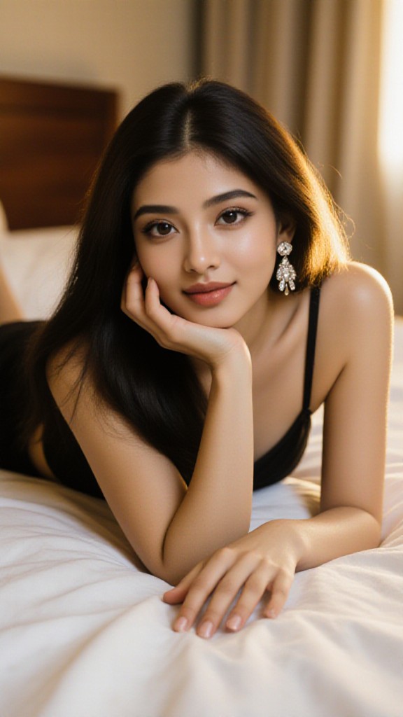 The girl lying in bed image