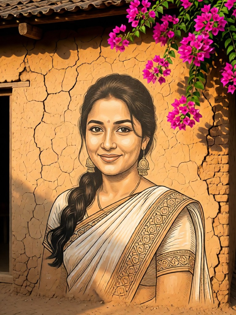 Girls' wall painting image
