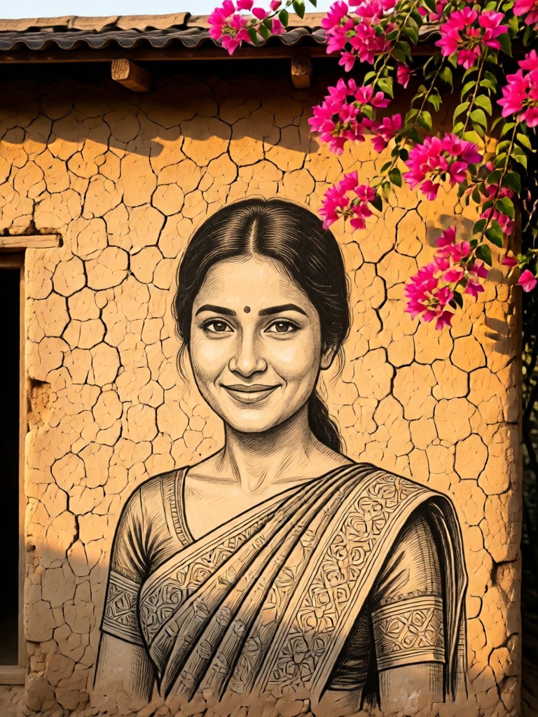 Girls' wall painting image