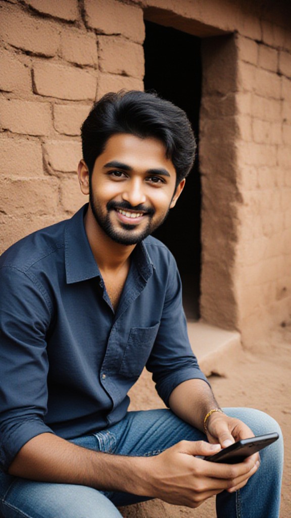 The man playing on his phone (AI girlfriend) image