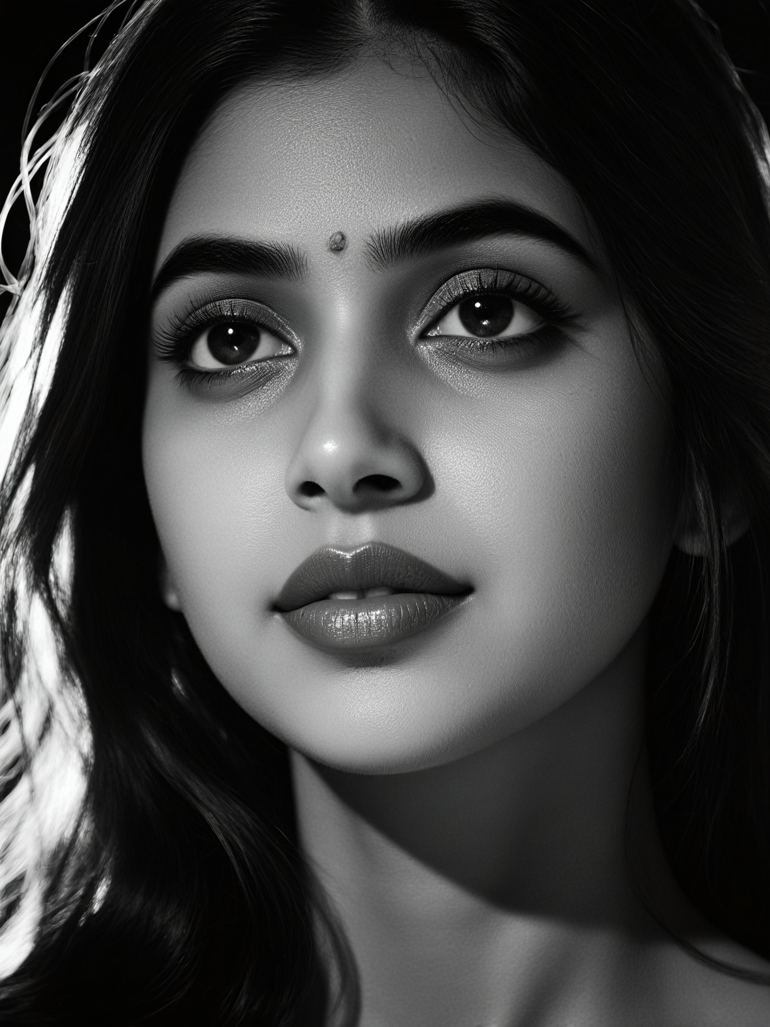 Black and white portrait of a girl image