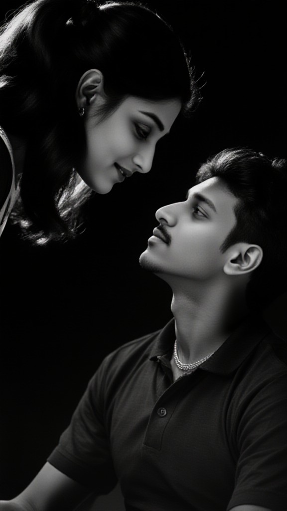 Black and white portrait of a couple image