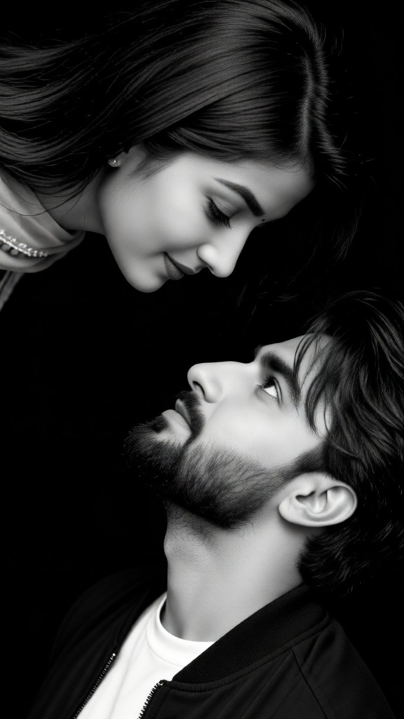 Black and white portrait of a couple image