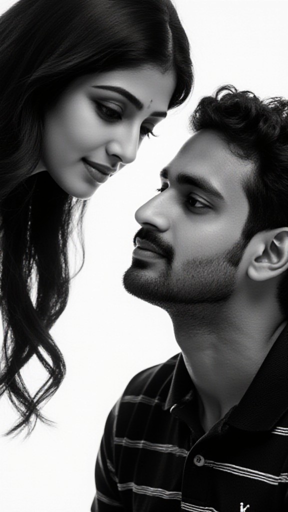 Black and white portrait of a couple image