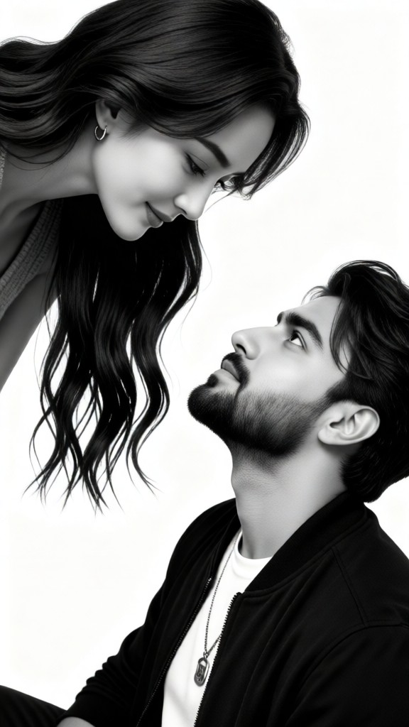 Black and white portrait of a couple image