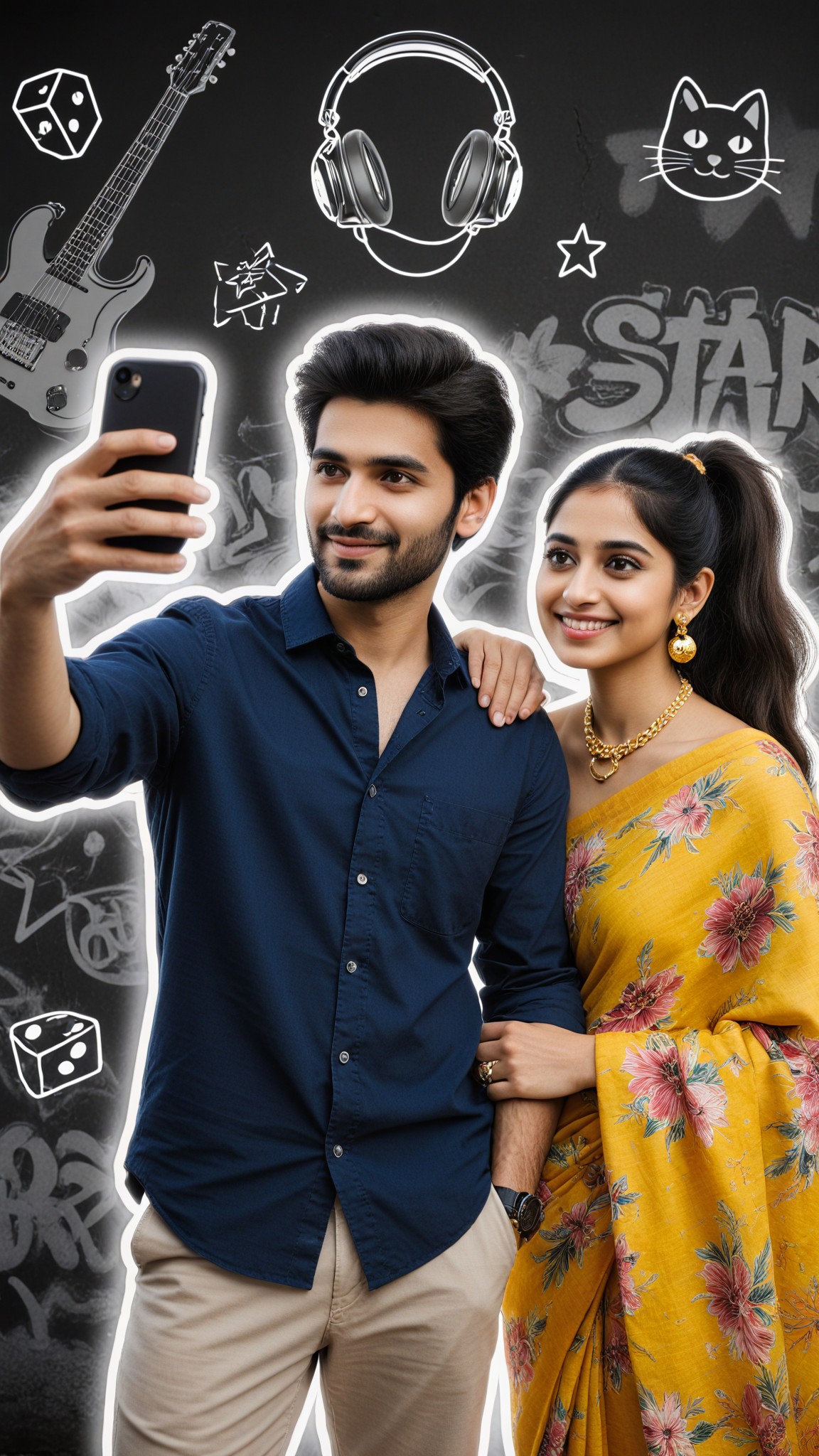 Group photo in front of the graffiti wall image