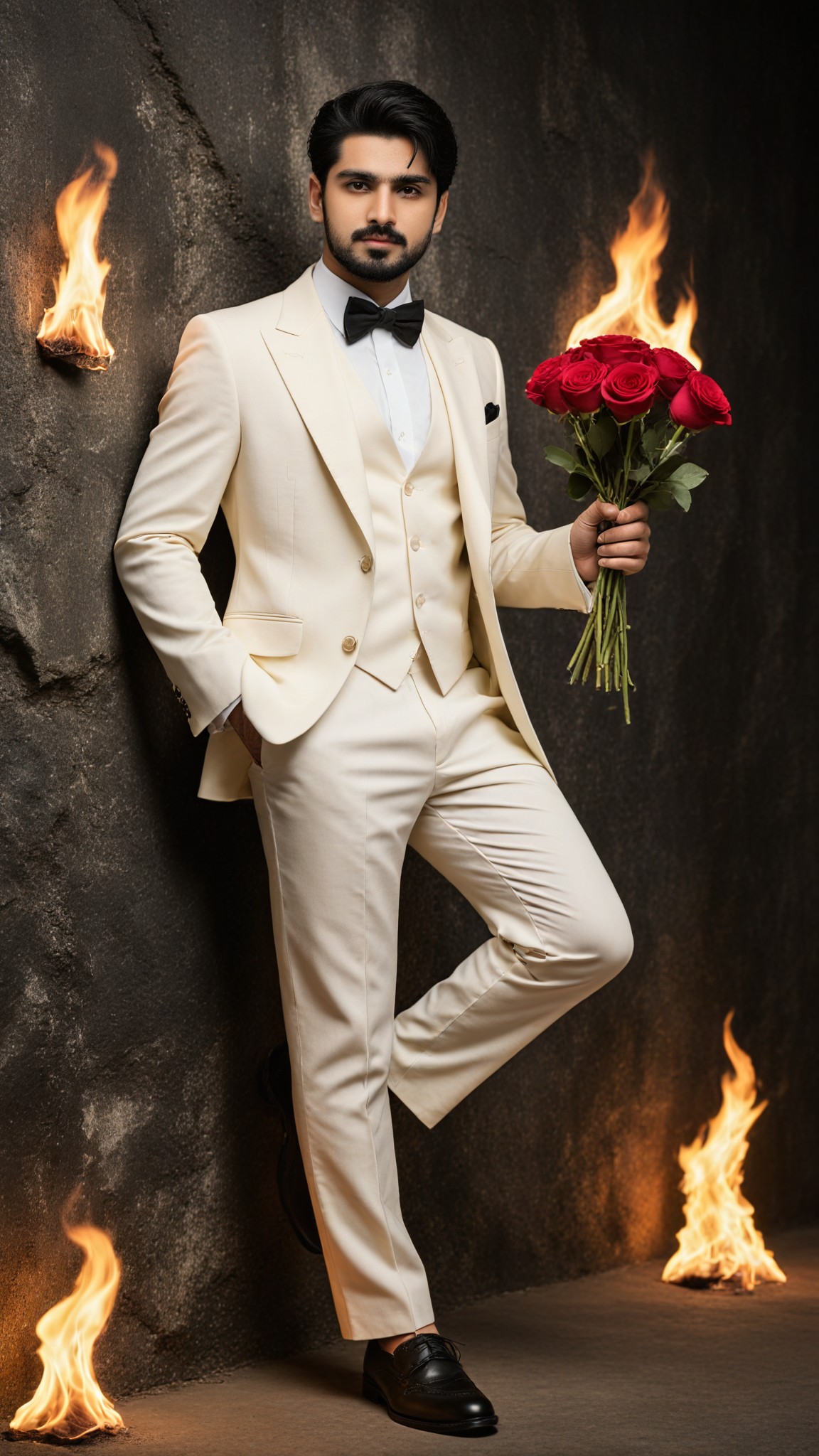 Red roses and a white suit image