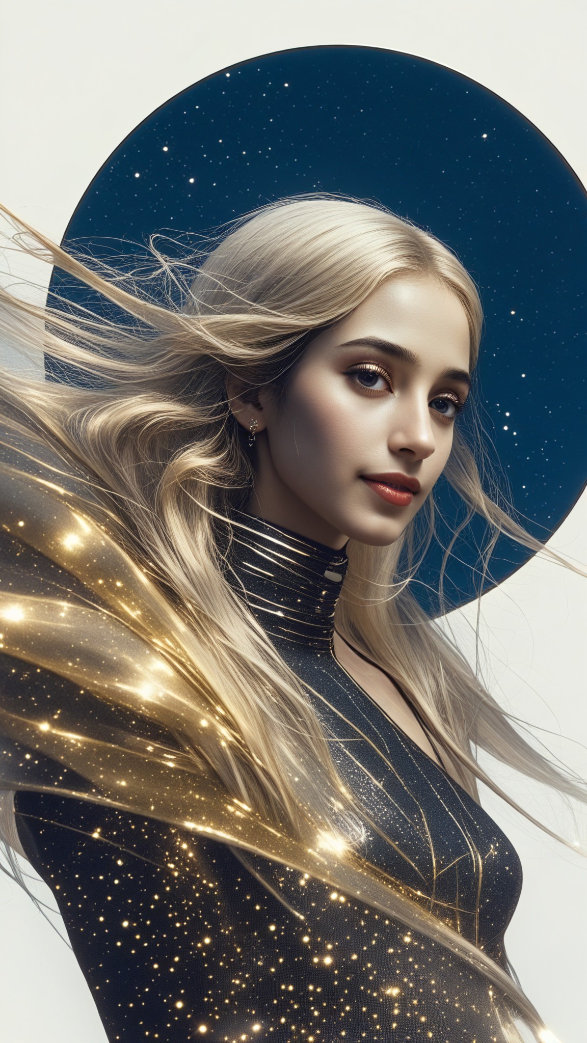 Her hair transforms into stardust image