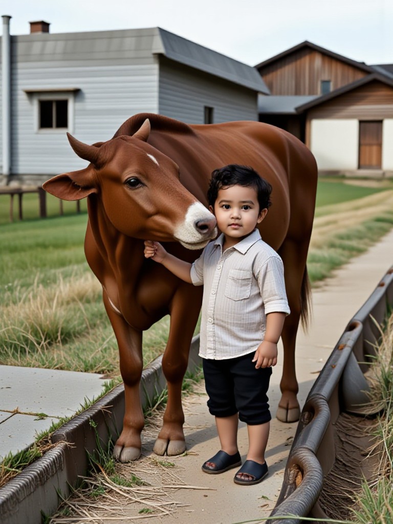 Baby with cow image