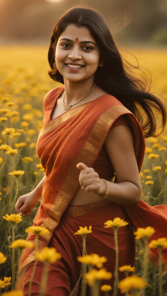 Running through a canola field image