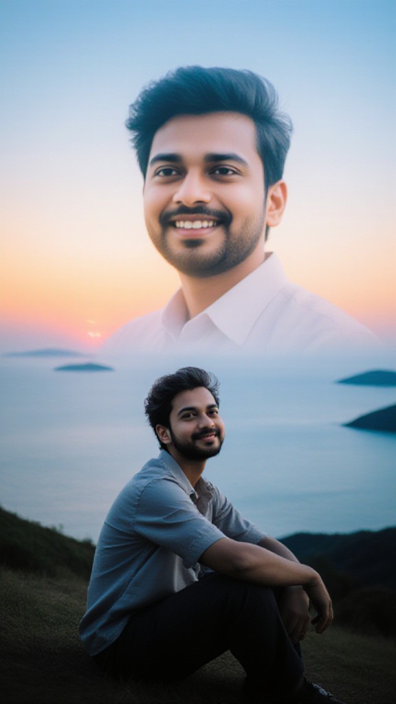 Double Exposure - Orange Blue Seaside Sunset image