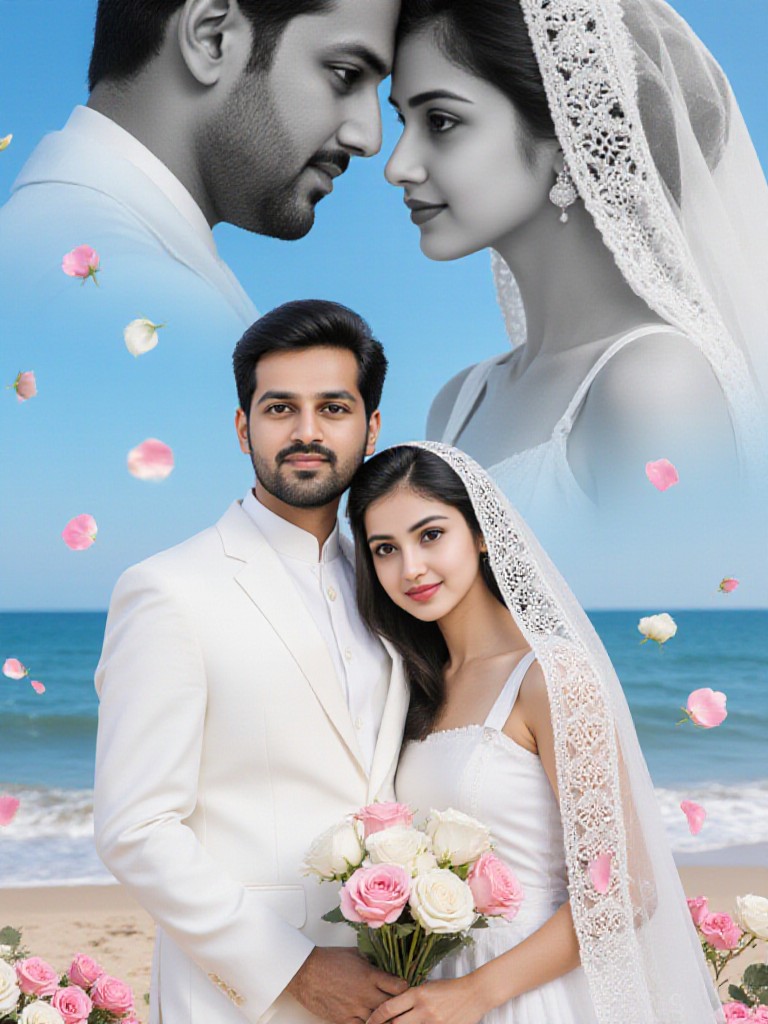 Our wedding under double exposure image