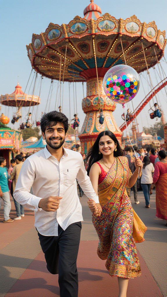 Running in the amusement park image