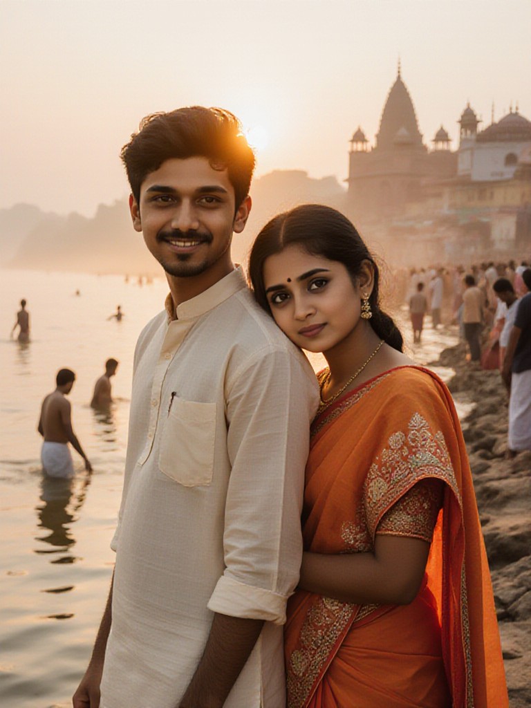 Ganges sunset couple vedio image