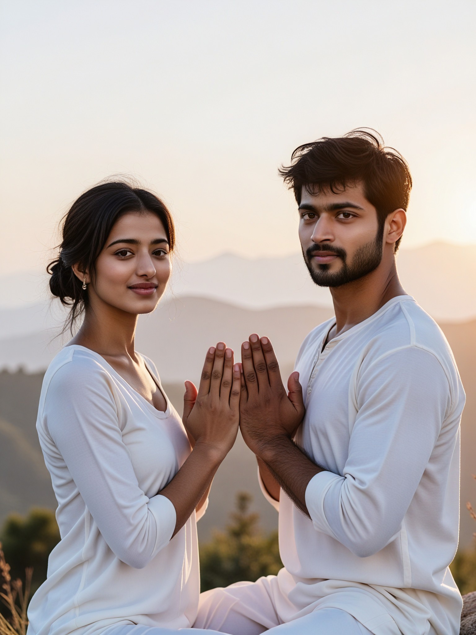 Mountain yoga | Couple photo image