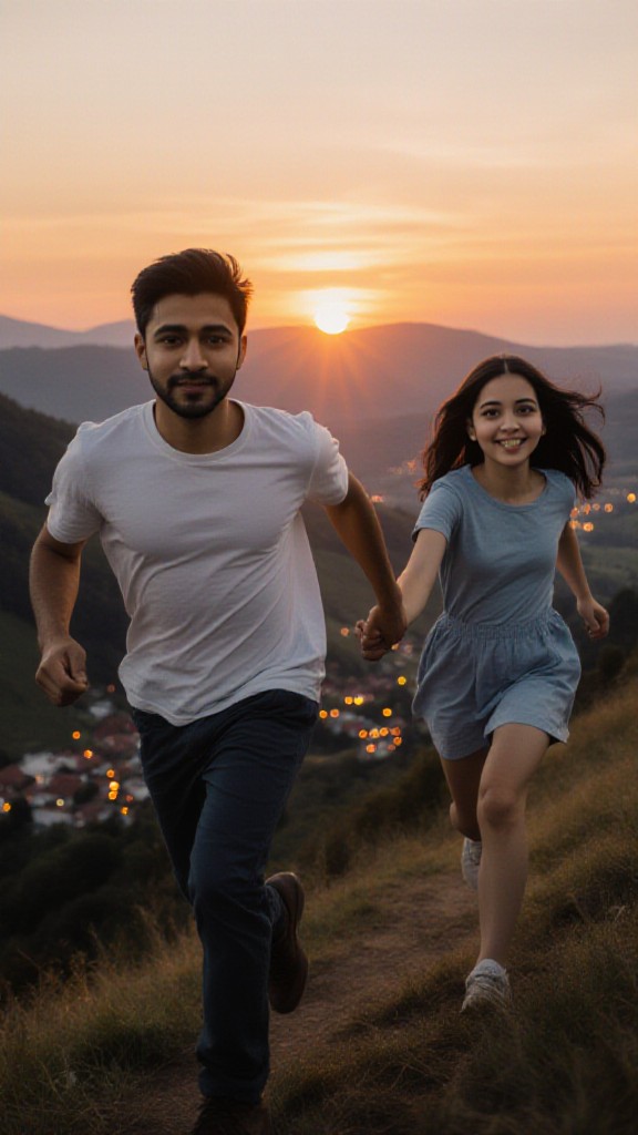 Run!Running in the sunset image