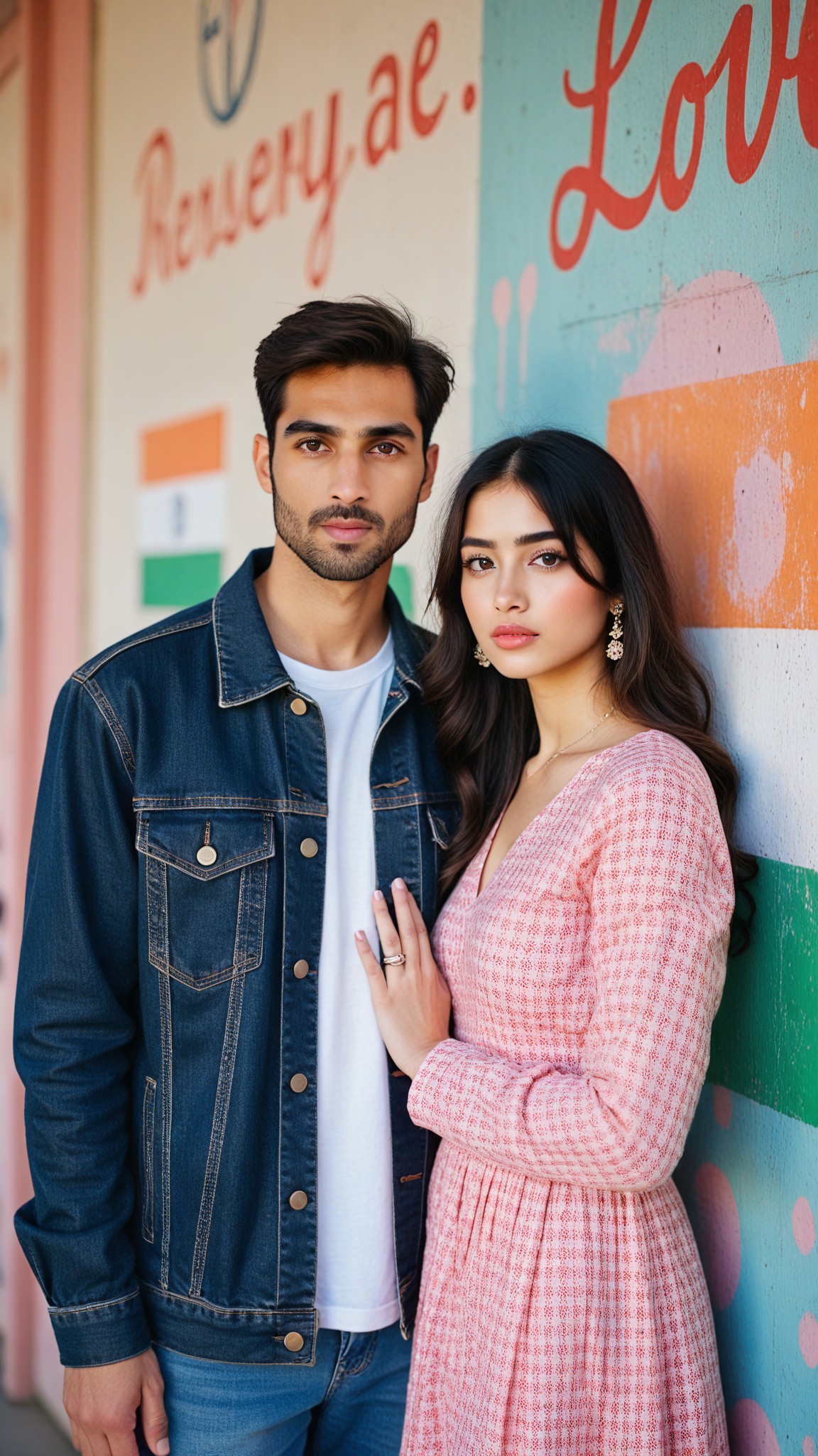 Couple photo in front of a graffiti wall image