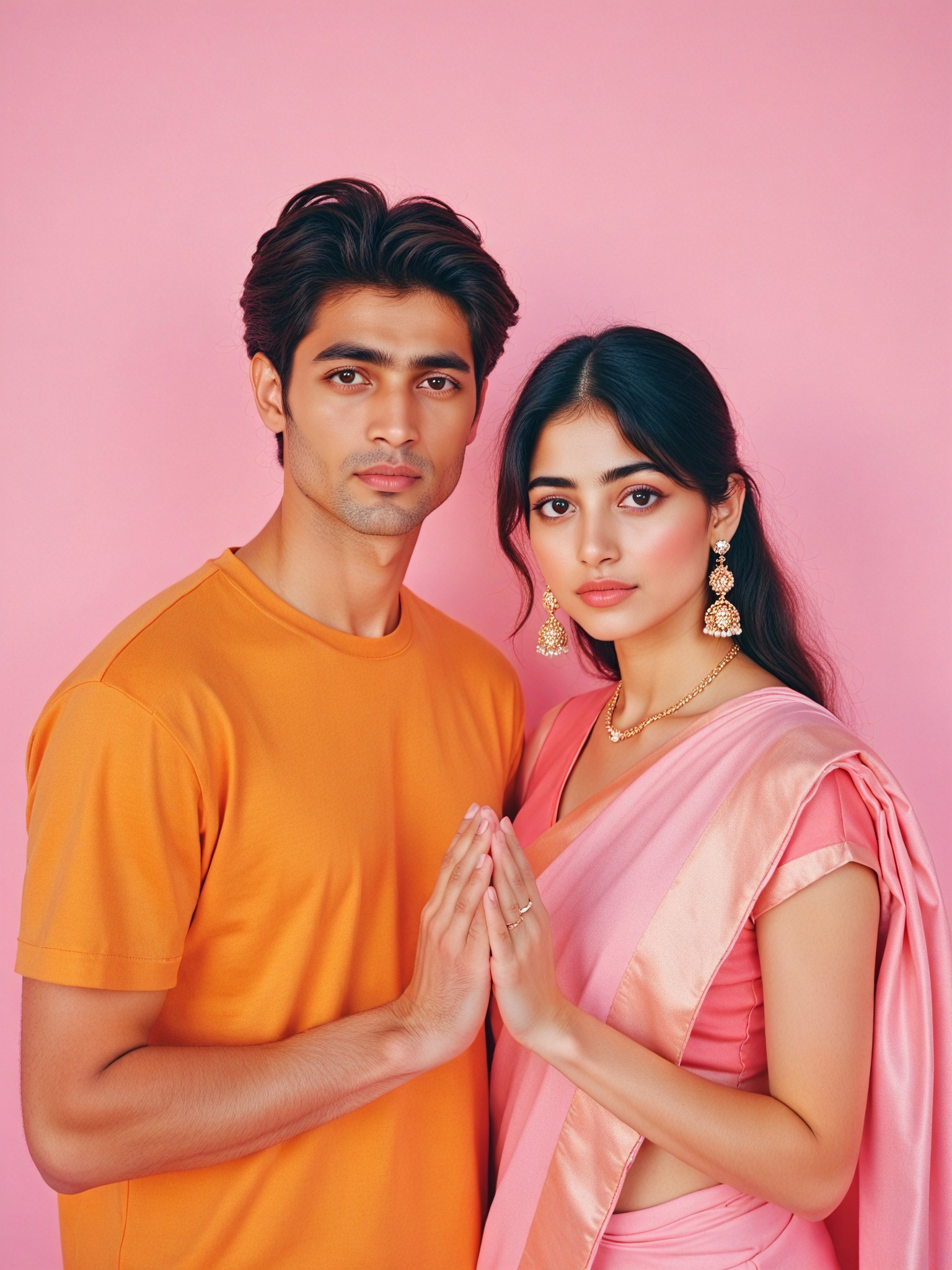 Couple photo with pink background image