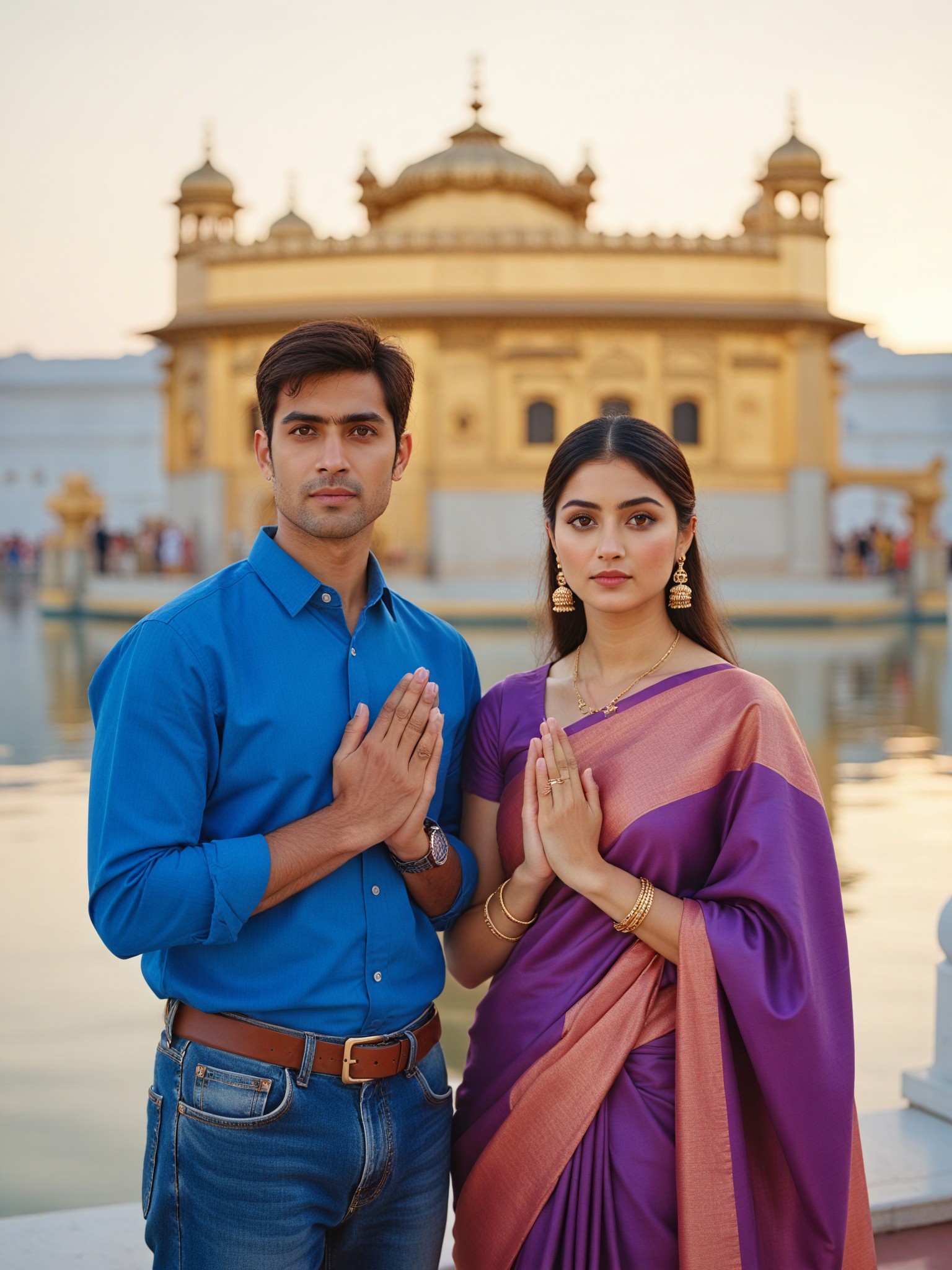 Couple photo in front of a temple image