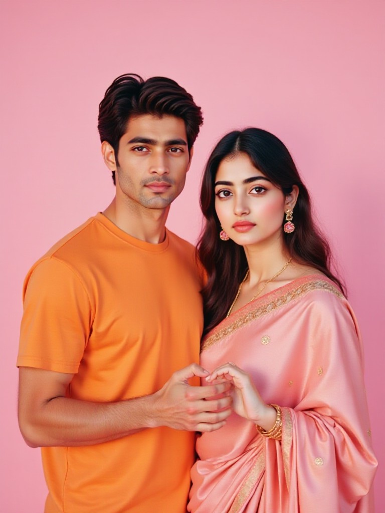 Couple photo with pink background image