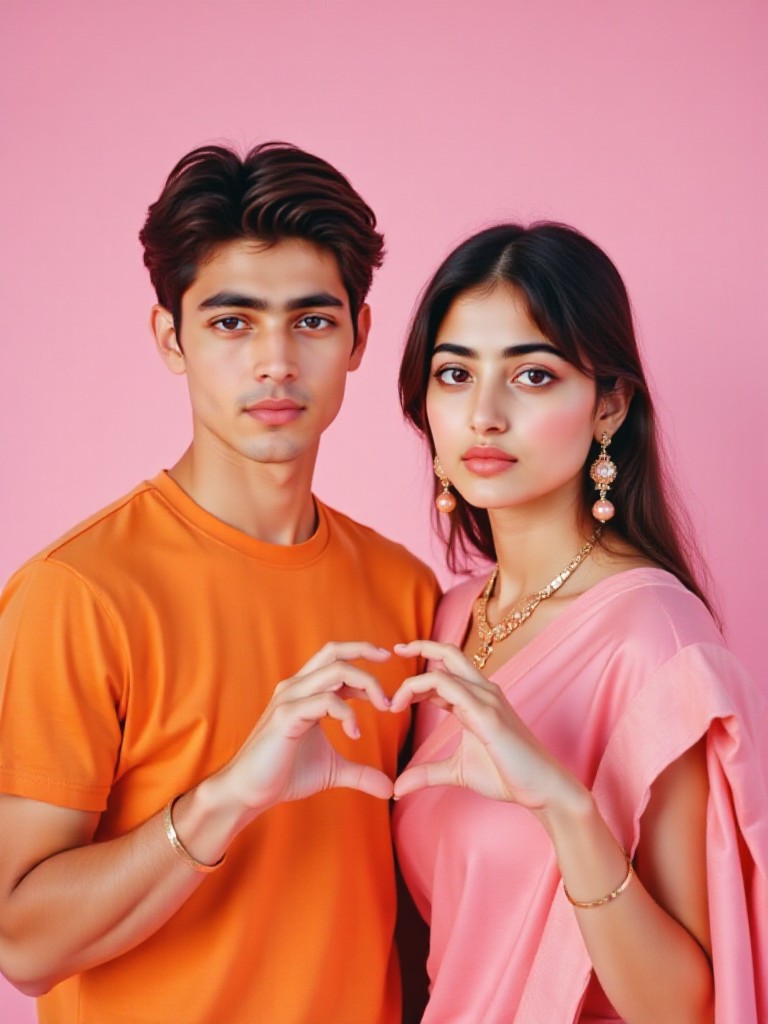 Couple photo with pink background image