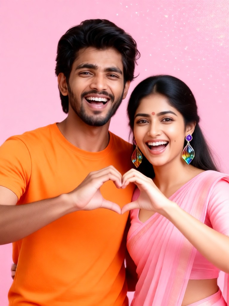 Couple photo with pink background image