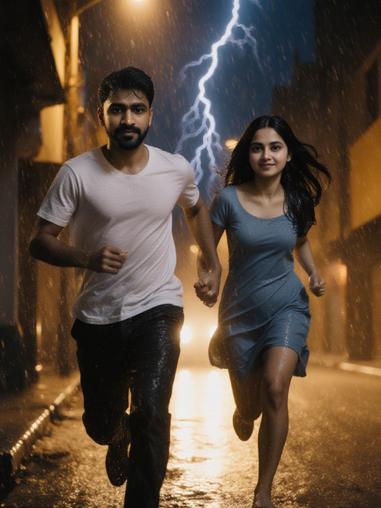 Run in Thunderstorm night image