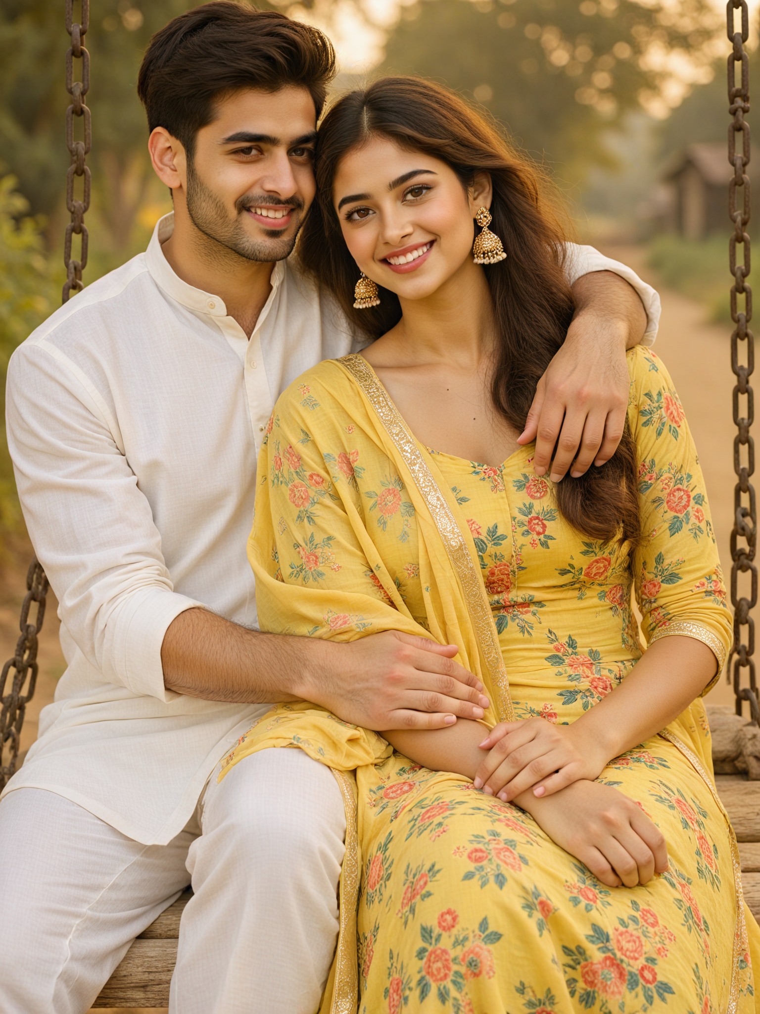Couple on a swing image