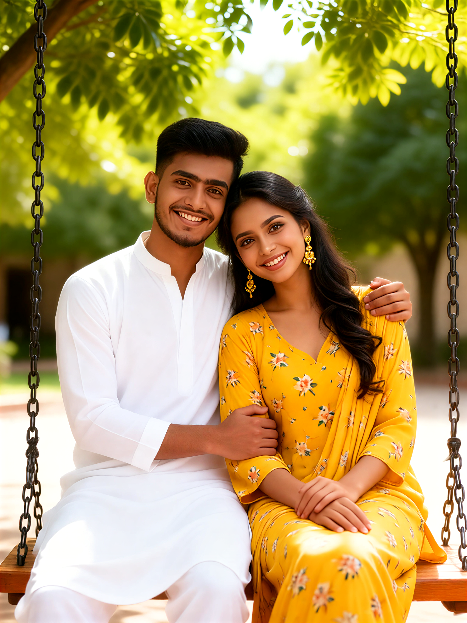 Couple on a swing image